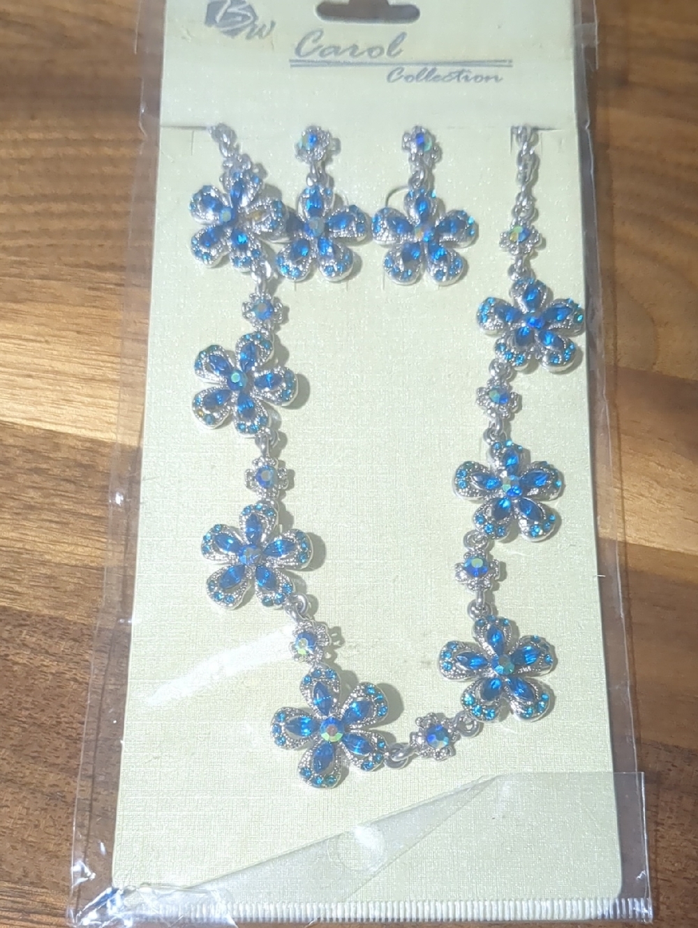 Blue Floral Necklace and Earring Set